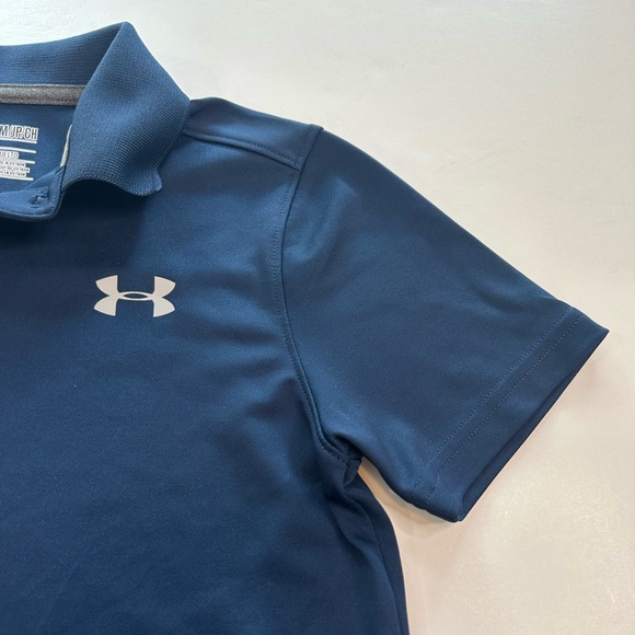 Under Armour Performance Polo Shirt Navy Youth Boys Size Medium - Picture 3 of 8